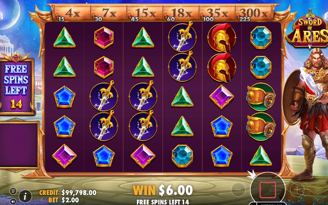 Free Spins board on a night-sky background